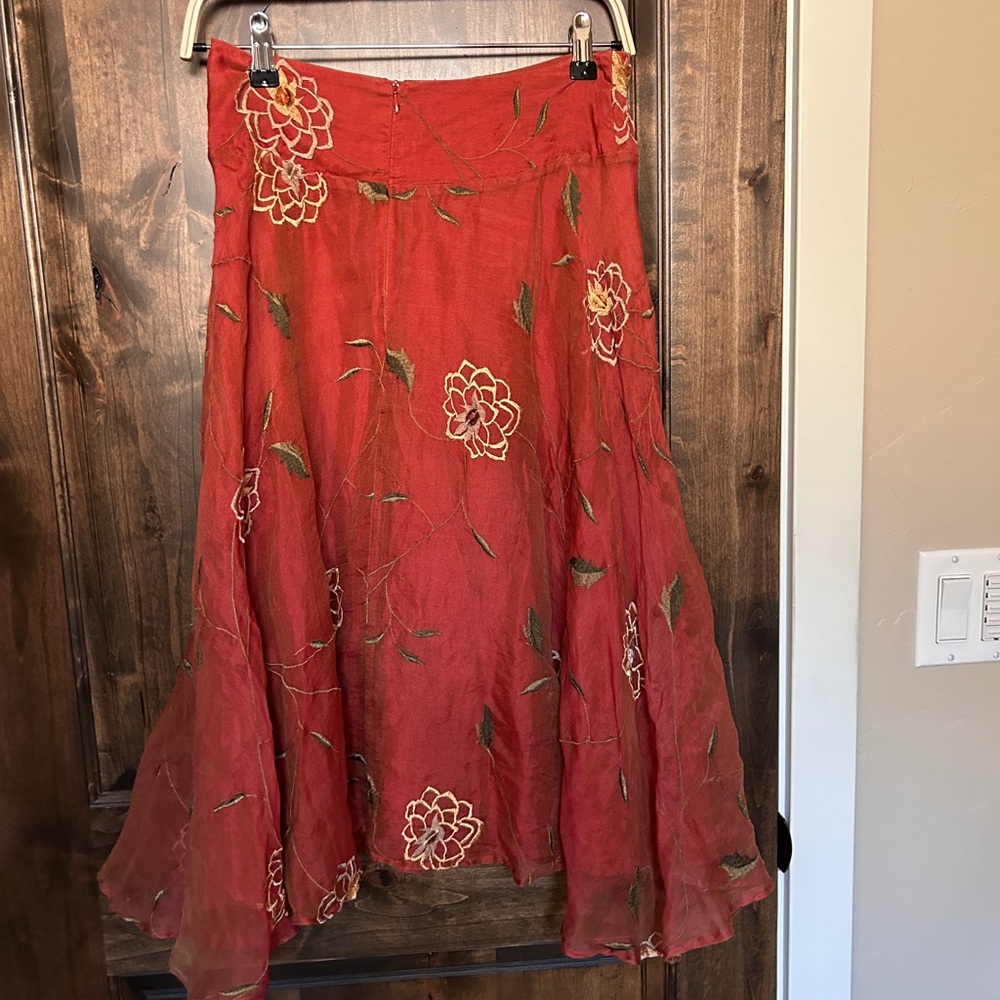 Bohemiam Witch Silk Embroidered Lined Skirt Bohemian Halloween Costume